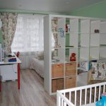 Wardrobe partition for the separation of nursery and bedroom