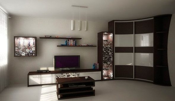 Sliding wardrobes in the living room to order