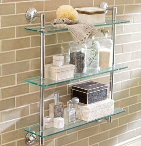 Glass shelf in the bathroom