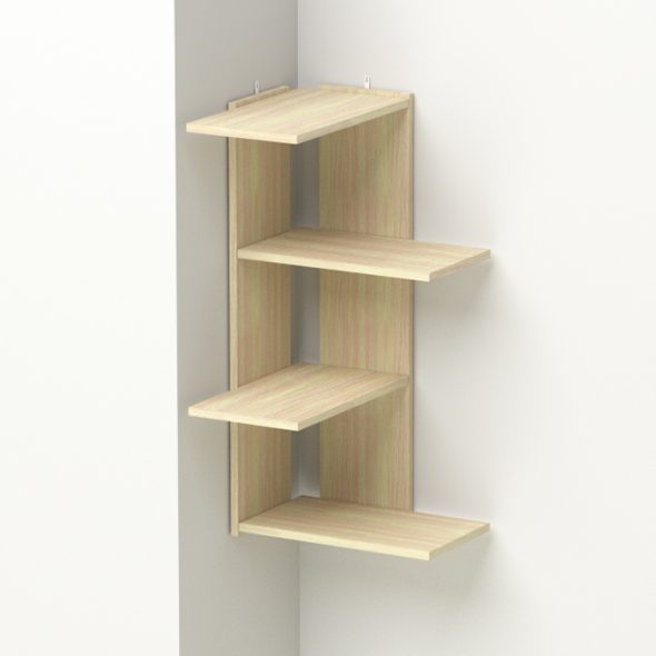 Corner wood shelf