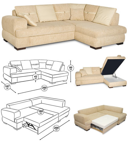 Corner sofa is designed to relax