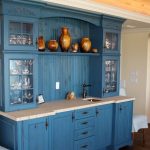 beige and blue kitchen