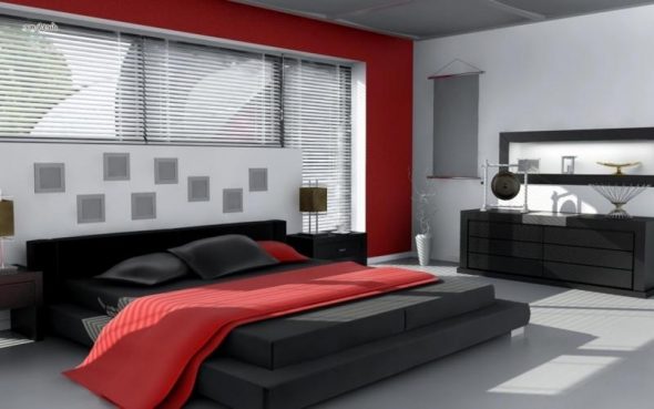 غرفة نوم حمراء سوداء