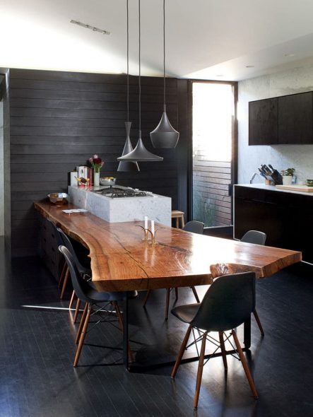 wooden table in the interior