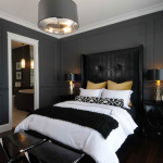 small bedroom design in dark colors