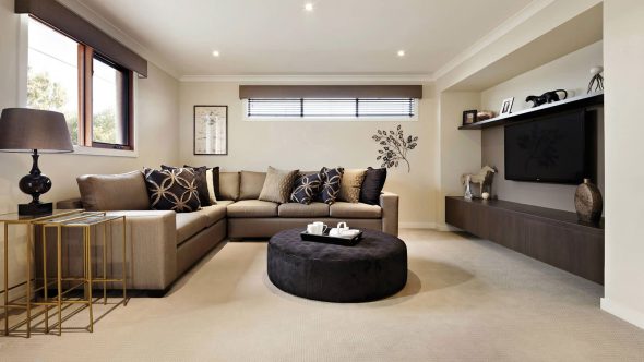 living room interior in beige tones