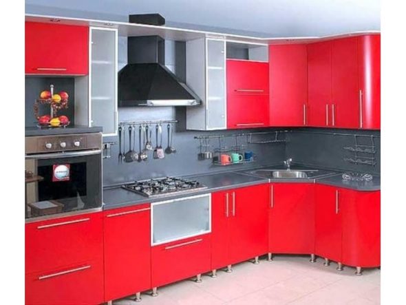 red color for kitchen set