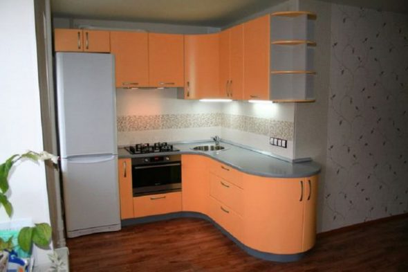rounded corner kitchen set