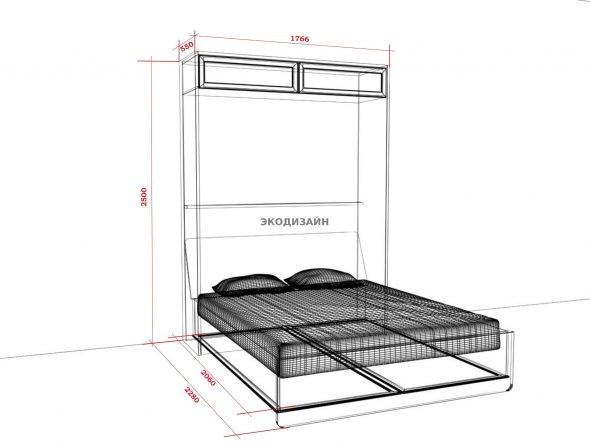 Folding bed drawing