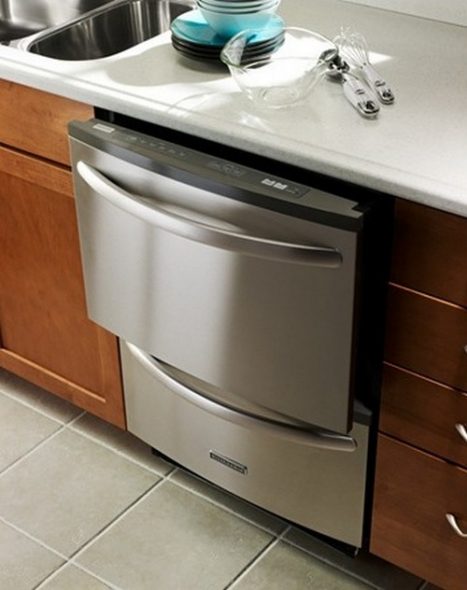 built-in na dishwasher na may dalawang compartments