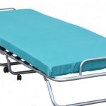 folding bed with blue mattress
