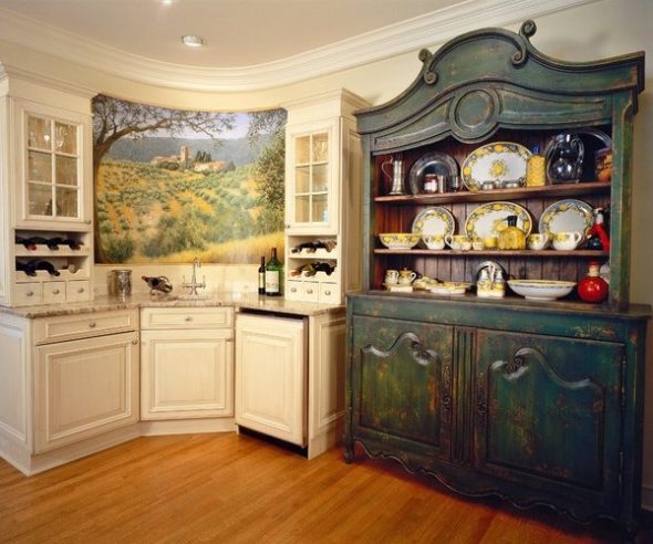 vintage buffet in the kitchen