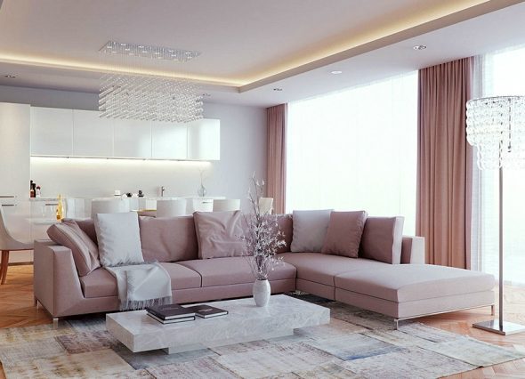 světlý obývací pokoj