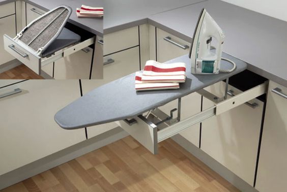 built-in retractable ironing board