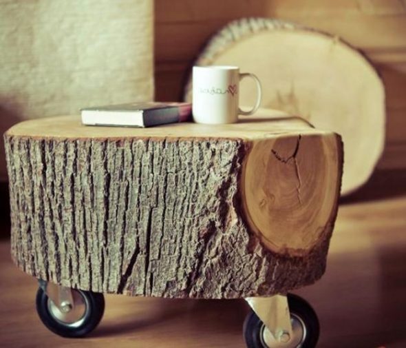 coffee table mula sa cut log