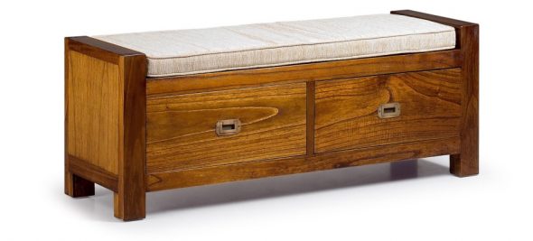 Banquette with drawers in the hallway