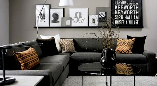 Black furniture and wall color