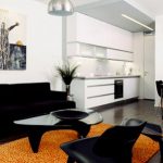 Black furniture in combination with bright color spots
