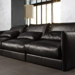 Black leather sofa