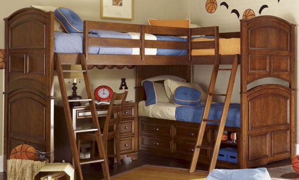 Drewniane łóżko dla dzieci z naturalnego masywu drzewa