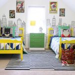 Children's room of two boys in the style of superheroes