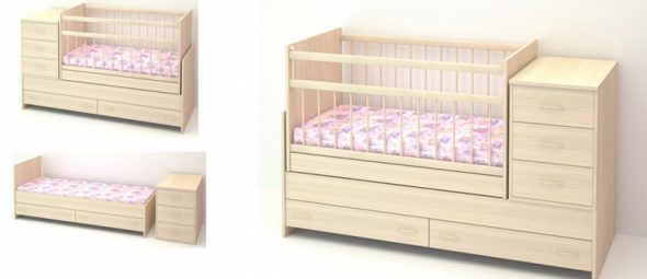 Transformator łóżkowy dla dzieci w jasnych kwiatach