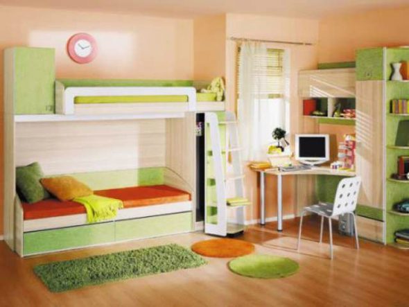 Children's furniture a bed only with the second floor with a case