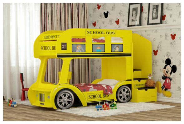 Bunk bed bus yellow