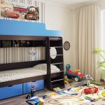 Bunk bed for children with wardrobe
