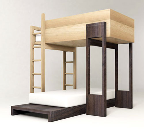 Łóżko piętrowe dla dorosłych we wnętrzu