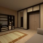 Interior living room with a sliding wardrobe around the front door