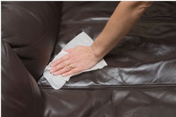 clean the sofa from green stuff