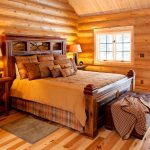 solid wood bed in the interior photo
