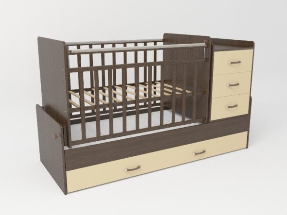 Lit transformable enfants en wengé beige