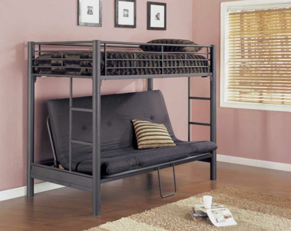Metallic Bunk bed for adults with sofa