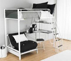 Metalowe łóżko piętrowe dla dorosłych z biurkiem i krzesłem