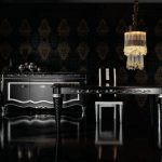 Valgomojo kambario sidabro-juodieji meno dekoro baldai