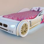 white bed car for girl