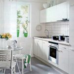 white kitchen set in the interior