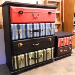 decoupage chest of drawers in the form of suitcases