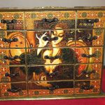 decoupage polished chest of drawers using gold paint