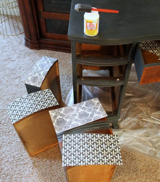 decoupage table drawers