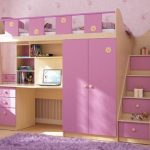 pink children's loft bed