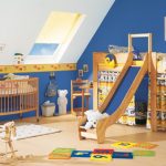 children's bed attic with a slide in the nursery