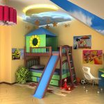 children's loft bed with slide bright