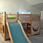 children's bed attic with a wide slide
