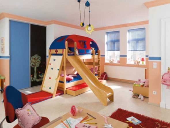 children's bed with a slide