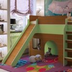 children's bed with a hill made of wood