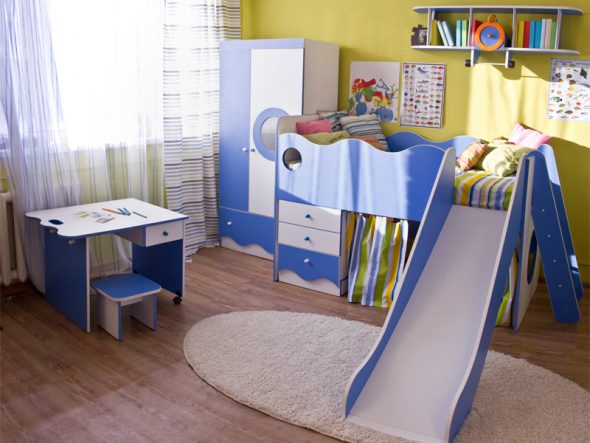 children's bed with slide and drawers