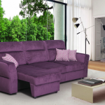 sofa suede violetinė